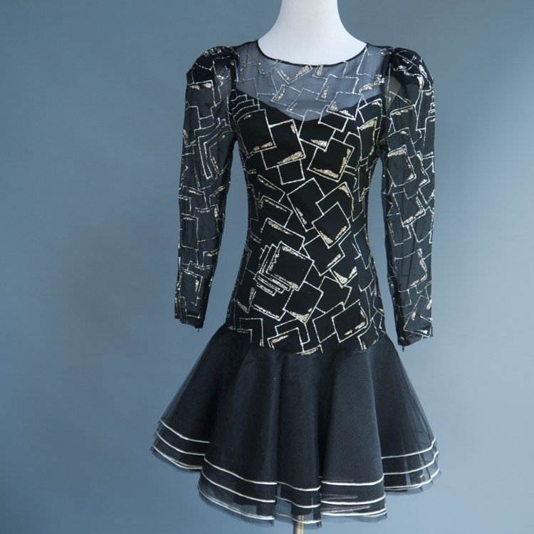 80s Outfit Chiffon Maxi Skirt 80s Frank Usher Skirt Black Chiffon