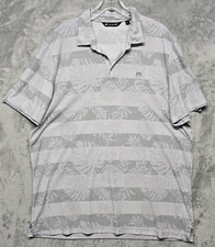 Travis Mathew Polo Shirt Mens 2XL XXL Gray Stripe Palm Leaf Golf Sport Casual