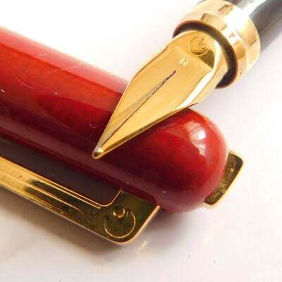 Vintage ELYSEE 80 Design Line Laque Coral Fountain pen M Nib Germany 1980s
