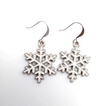 White Enamel Snowflake Christmas Holiday Winter Earrings