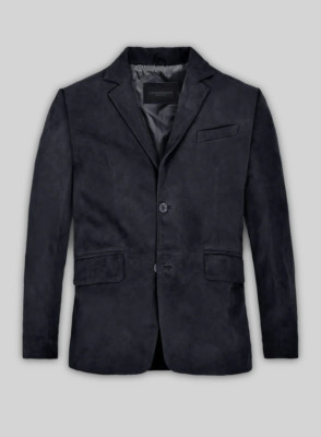 Navy Blue Men Leather Blazer Pure Suede Coat Size S M L XL XXL 3XL Custom Made