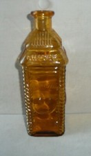 VINTAGE 9" HIGH PERRINE'S DEPOT PHILADGINGER APPLE AMBER GLASS BOTTLE