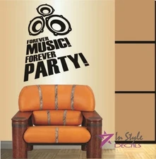 Vinyl Decal Forever Music Forever Party Speakers DJ Teen Wall Sticker Decor 1453