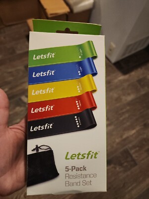 Letsfit JSD01-5P Resistance Loop Bands - Pack of 5 with Travel Bag