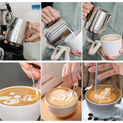 12OZ Milk Frothing Pitcher Stainless Steel Steaming Cup Jug for Espresso Latte - 第 6/6 張圖片