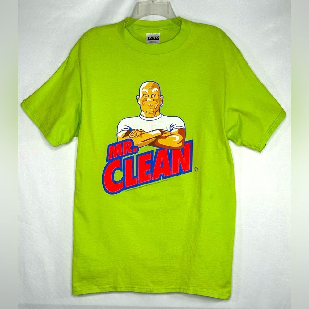 Mr Clean Vintage 90's T-shirt Lime Green Graphic Tee Sz L | eBay