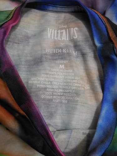 NWOT Disney Villains x Heidi Klum Maleficent Fire Tie Dye T-Shirt , Medium - Picture 4 of 17