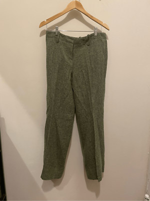 Vintage Biacci women s 90s 80s green tweed pleated trouser straight pants size 6