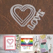 Love Word w Outline Heart Frame Cutting Dies   3D Illusion Valentines Weddings 