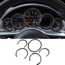 5pcs Gloss Carbon Fiber Print Cluster Gauge Ring Trim Fits 11-18 Cayenne S GTS