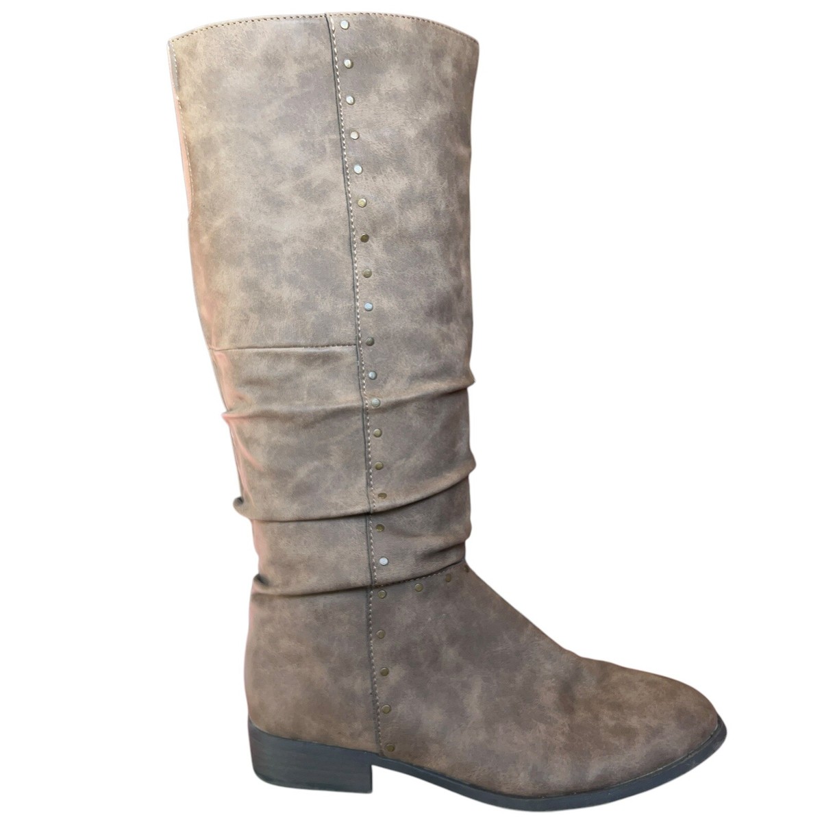 Steve Madden Brown Pleather Slouchy JHammer Side Zip Riding Boots