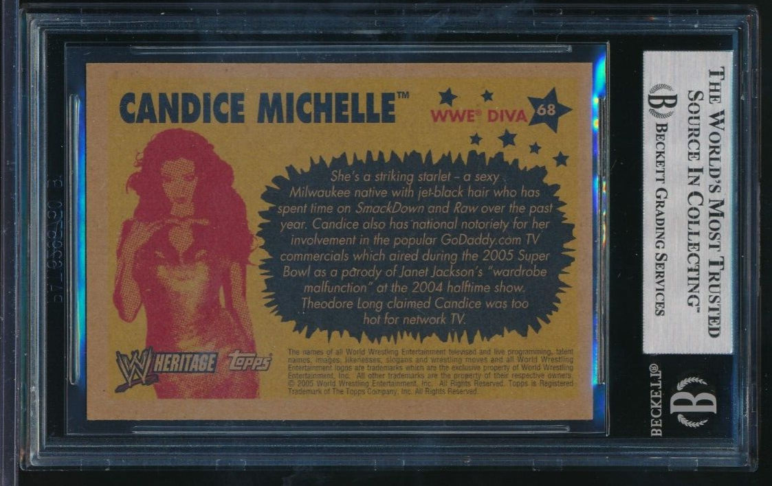 2005 Topps Heritage WWE Candice Michelle #68 Rc signed auto BAS
