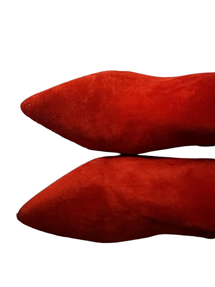 STEVE MADDEN Botín Rojo Corte Abierto Gamuza Cremallera Lateral 7.5M Usado en Excelente Condición Foto 4 de 4