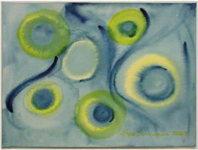 Eve Sonneman,Unbenannt - Blau Und Gelb Abstrakte,Wasserfarbe On Bögen,Signiert
