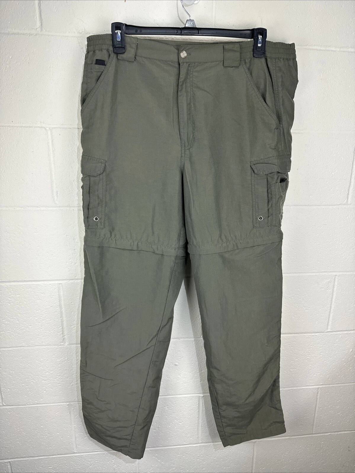 Worldwide Sportsman Pants 36x33 Green Convertible Utility Hiking Nylon Baggy