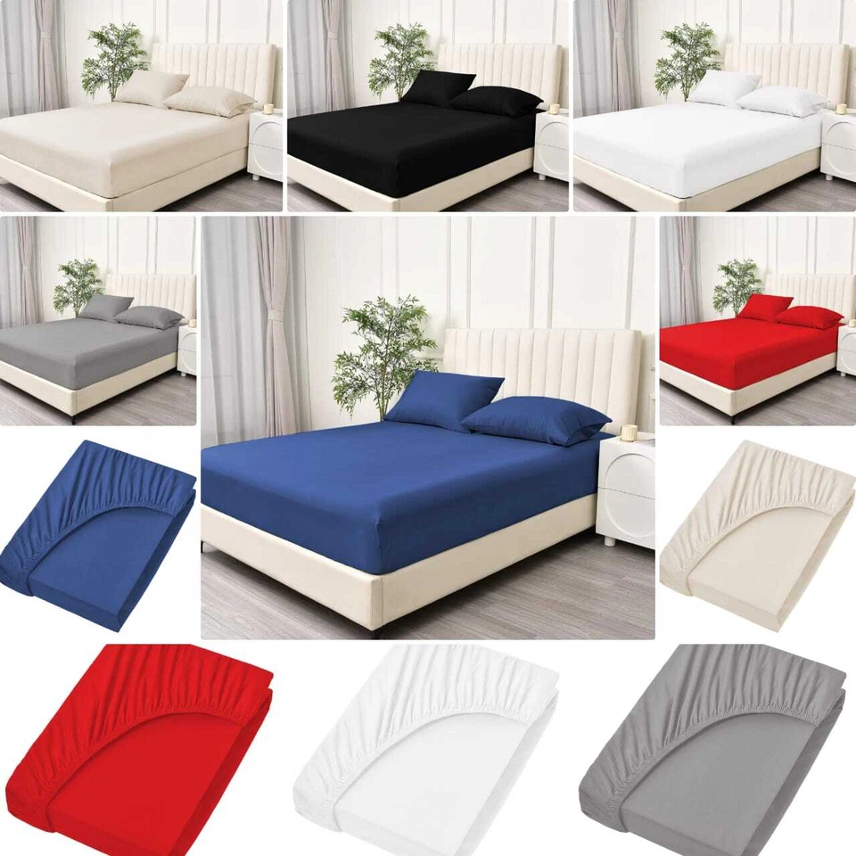 Extra Deep Fitted Sheet 30CM Ultra Soft Bed Sheets Single Double King Super King - Image 3 of 4