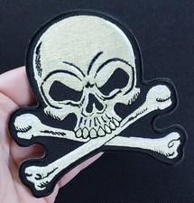 Skull  Crossbones Motorcycle Biker Embroidered Iron On Vest Jacket Patch
