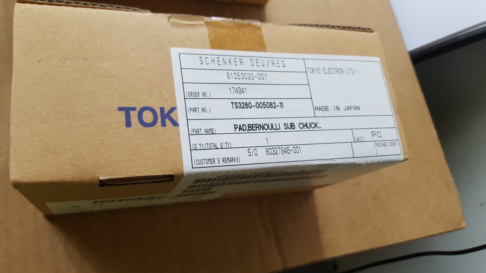 TOKYO ELECTRON TS 3280-005082-11 PAD, BERNOULLI SUB CHUCK (U11..6B1)