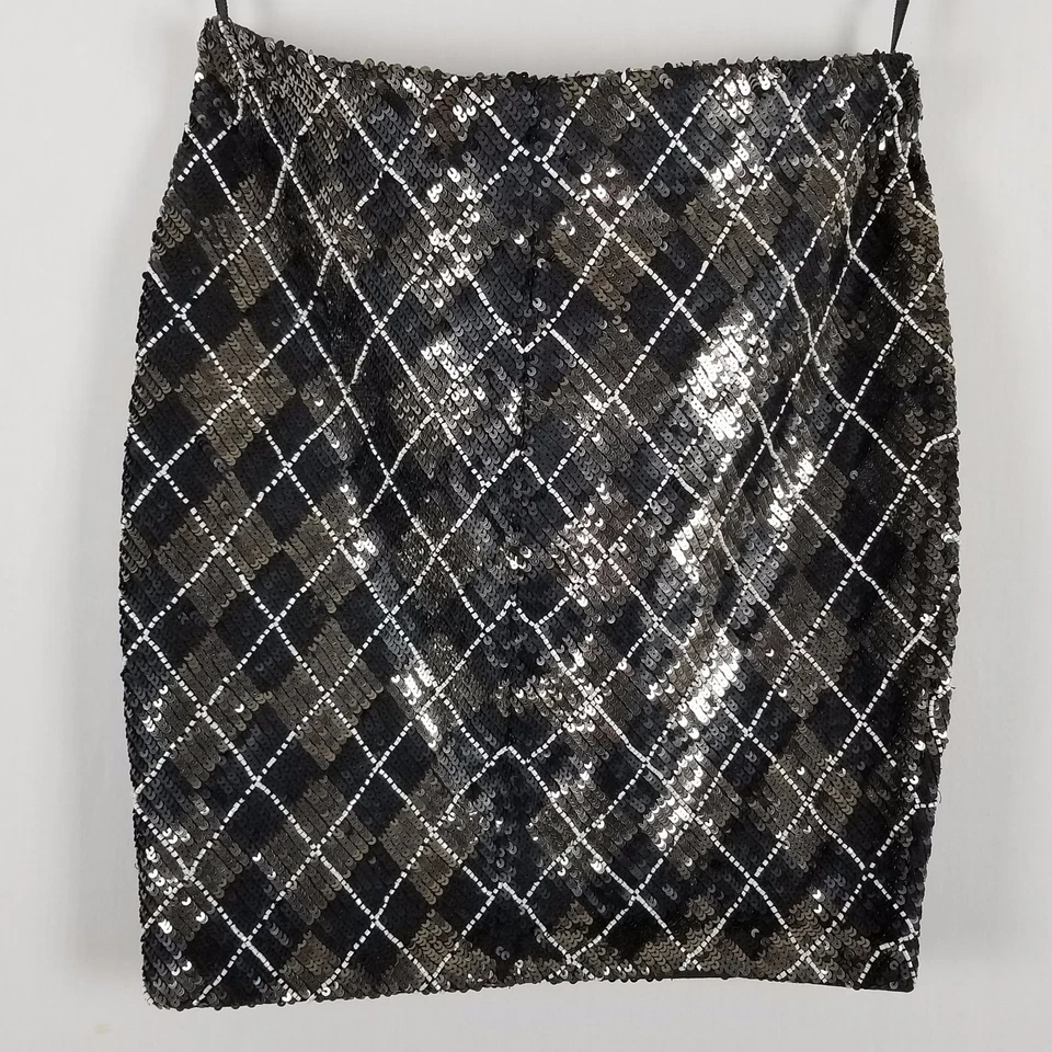 Minifalda Haute Hippie talla XS con lentejuelas negra y plateada cóctel Foto 2 de 4