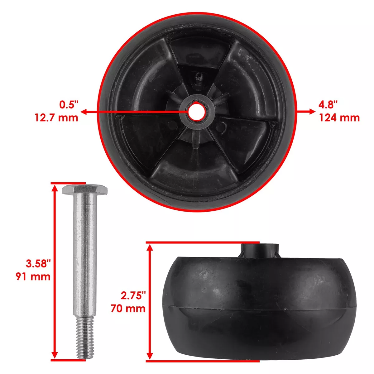 Mower Deck Wheel for Gravely ZT2148 ZT2352 ZT1640 ZT1840 ZT2044