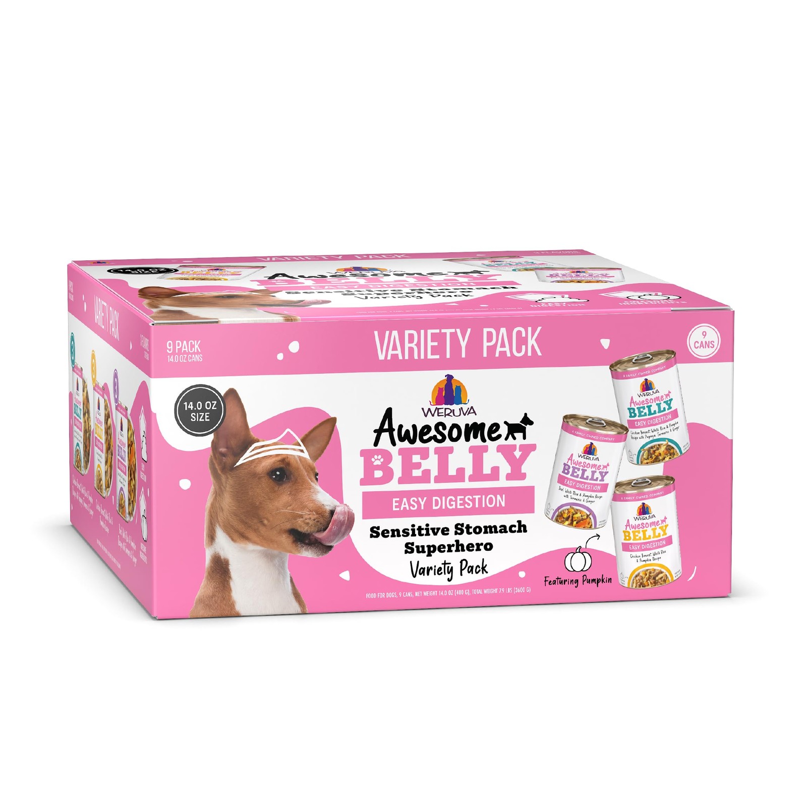 Awesome Belly Wet Dog Food, Sensitive Stomach Superhero Variety Pack, 14oz Ca...