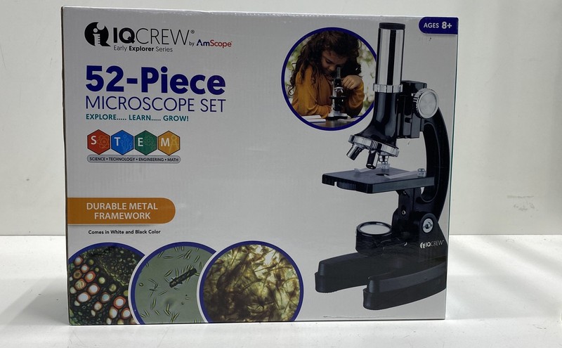 IQCREW by AmScope Early Explorer 52-Piece Microscope Set 1200X New Open Box