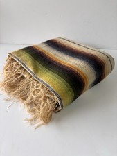 Lg Vtg Mexican Serape Blanket Multicolor Striped Textile Stains Cutter Pcs Craft