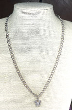 Disney Necklace Crystal Rhinestone Silver Tone Mickey Mouse Pendant 83C