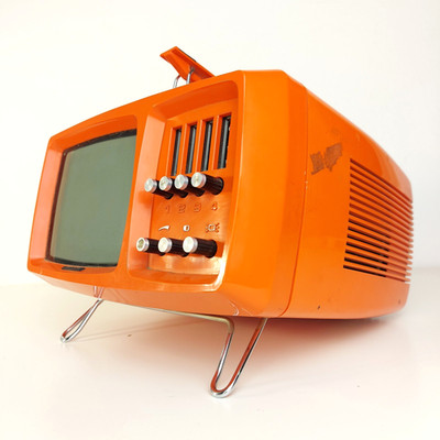 Vintage Mini Television Space Age Design CRT Tv Videoton Mini-Vidi 1970s Orange