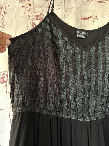 City Chic Dress Womens Size 18 Black Crochet Midi Whimsigoth Fairy Grunge Lace - Picture 3 of 9