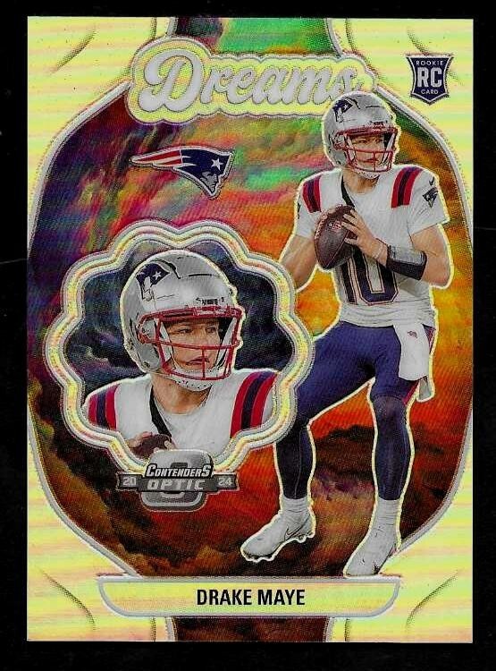 RARE 2024 Contenders OPTIC DRAKE MAYE Patriots DREAMS SILVER HOLO PRIZM SSP RC