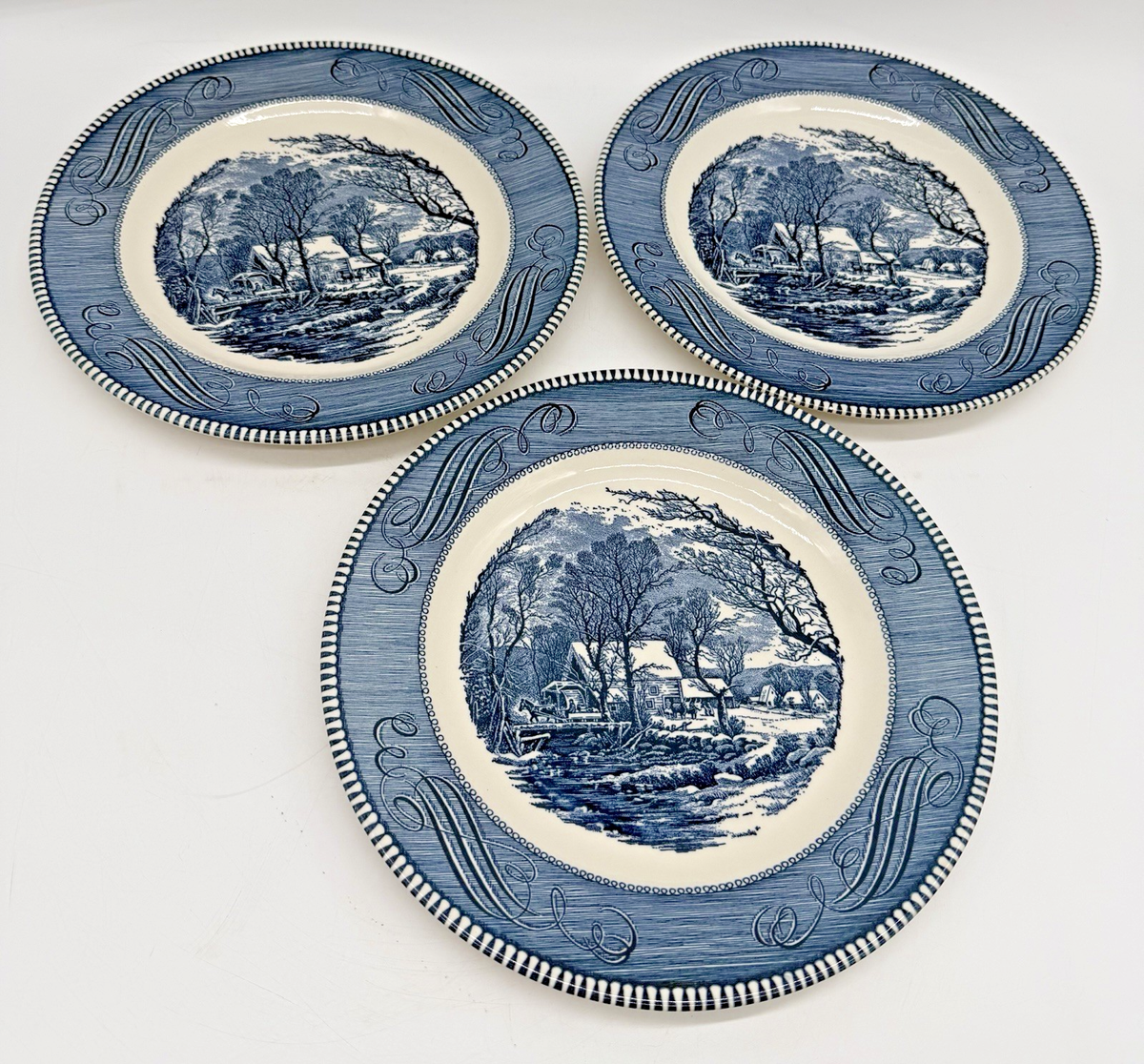 Royal China Currier & Ives Old Grist Mill Dinner Plate 10” Set of
