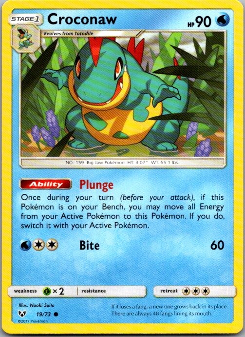 Croconaw 19/73 Common Shining Legends Pokemon Lightly Played