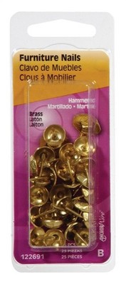 Hillman 122691 Brass-Plated Hammered Head Furniture Nails 4.88 L in. (Pack of 6)