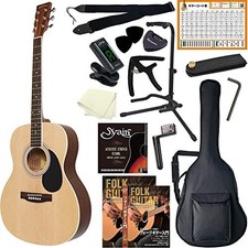 Honey Bee F-15 Acoustic Guitar Folk Type Natural Beginner 16-Piece Set