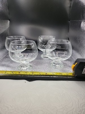 4 PASABAHCE TURKEY CRYSTAL SWEET DESSERT BOWLS BRANDY COGNAC Glasses As New B3