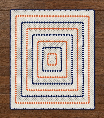 Vintage Granny Square Florida Gators Colors Handmade Afghan Crochet Blanket 48”