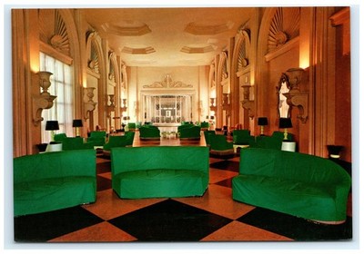 Vintage Galeria Brasil Interior Postcard Green Sofas Checkerboard Floor Brazil