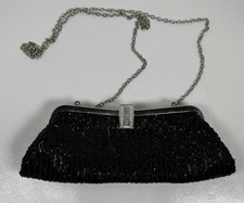 Vintage La Regale Beaded Evening Bag Black Retro Converts to Mini Clutch Purse
