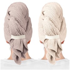 2 Packs Large Microfiber Hair Towels for Women, Super Absorbent Quick Dry Ha...