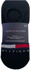 Men s Tommy Hilfiger Sneaker Liner Socks 6 Pairs - Size 7-12 BLACK with Logo New