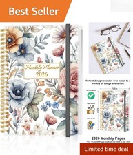 2026 Monthly Planner with Flower Design - A5 Organizer with Inner Pocket El...