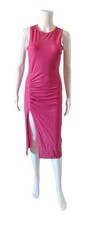 SHEIN Womens Size Small Sleeveless Sparkly Hot Pink Side Slit Ruched Dress