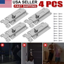 4 Pack Latch Sliding Silver Doors Lock Keyless Door Bolt For Doors w/ Screws USA