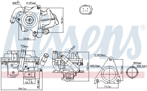 Nissens 98379 AGR Ventil Passt Zu: Audi A3, A4 Allroad B8, A4 Allroad B9, A4 B8,-image