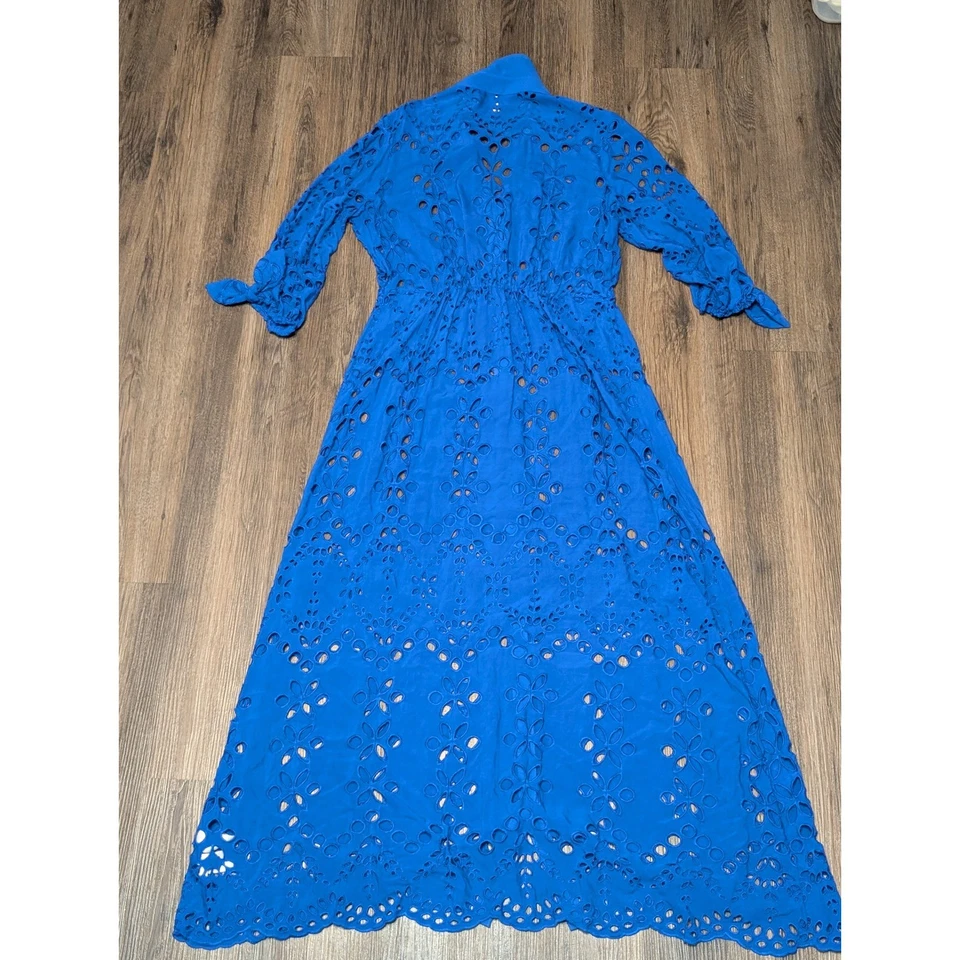 Lilly Pulitzer Borealis Blue Amrita Midi Eyelet Shirtdress Sundress Size 6 READ - Image 4 of 4