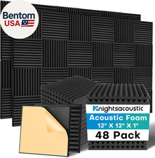 48 Pack Sound Proof Foam Panels for Walls with Self Adhesive, 12X12X1 Acoustic F