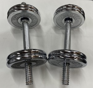 Bollinger CHROME Threaded 15 lb Dumbbells, standard 1", set of 2 = 30 lbs total