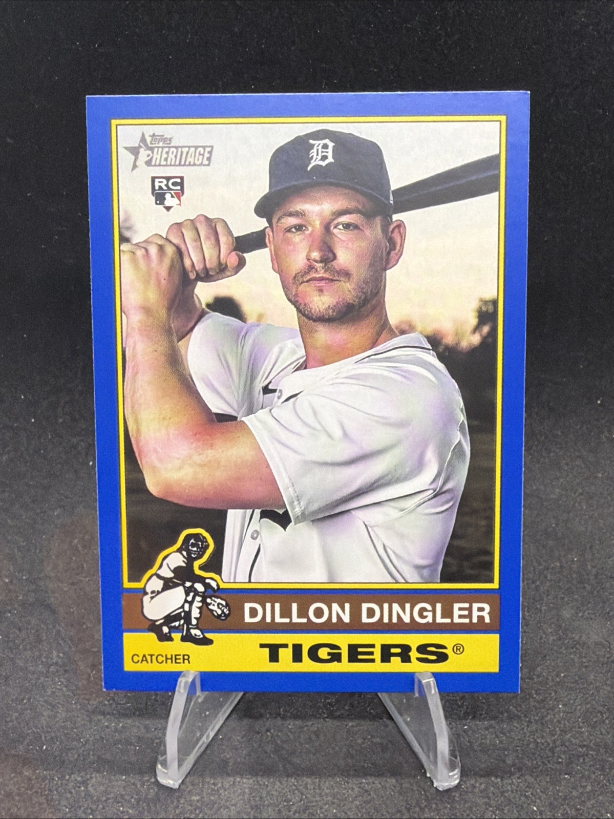 2025 Topps Heritage Dark blue Border  #130 Dillon Dingler, Detroit Tigers Rookie