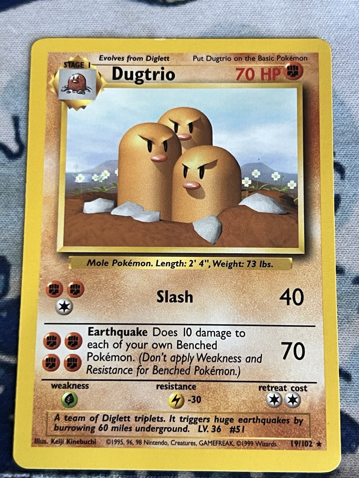 Dugtrio 19/102 Non Holo Rare Base Set Unlimited 1999 Pokemon TCG LP